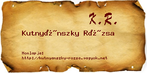 Kutnyánszky Rózsa névjegykártya
